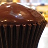 Vegan chocolate cupcake with ganache.